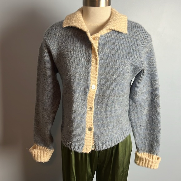 Wool Blend Sweater with Pearl buttons  small - Picture 2 of 7